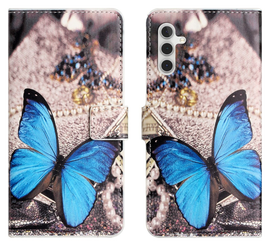 Samsung Galaxy A56 Hoesje Print Book Case met Pasjeshouder Vlinder Blauw