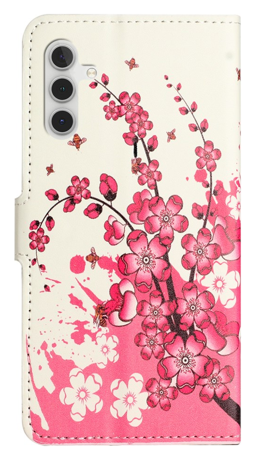 Samsung Galaxy A56 Hoesje Print Book Case met Pasjeshouder Roze Bloemen afbeelding 5