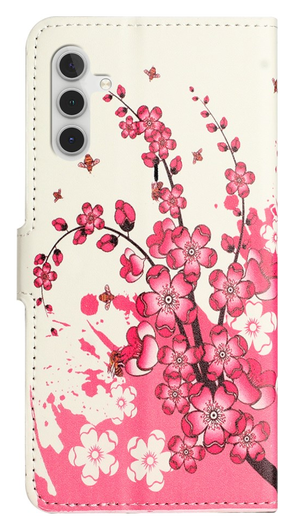 Samsung Galaxy A56 Hoesje Print Book Case met Pasjeshouder Roze Bloemen afbeelding 5