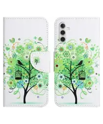 Samsung Galaxy A56 Hoesje Print Book Case met Pasjeshouder Bloemen Boom afbeelding