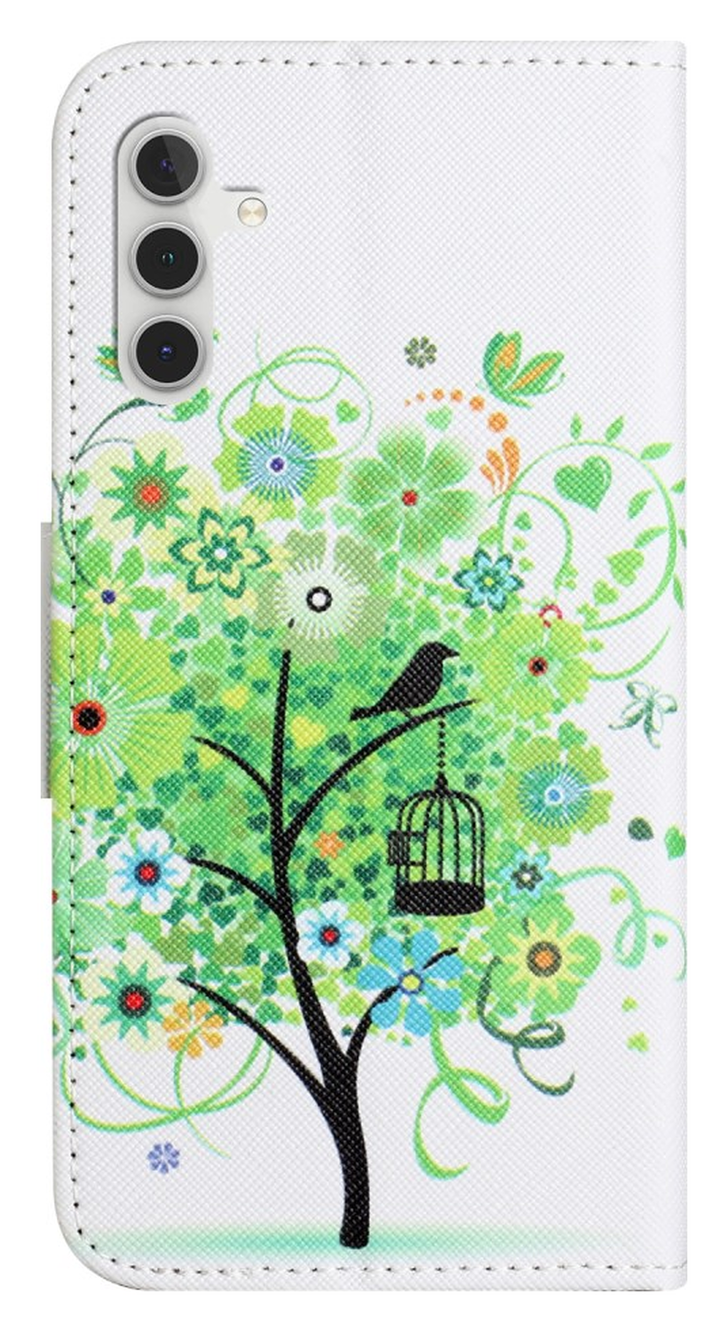 Samsung Galaxy A56 Hoesje Print Book Case met Pasjeshouder Bloemen Boom afbeelding 5