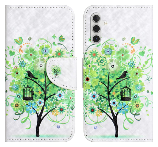 Samsung Galaxy A56 Hoesje Print Book Case met Pasjeshouder Bloemen Boom afbeelding 1