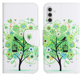 Samsung Galaxy A56 Hoesje Print Book Case met Pasjeshouder Bloemen Boom