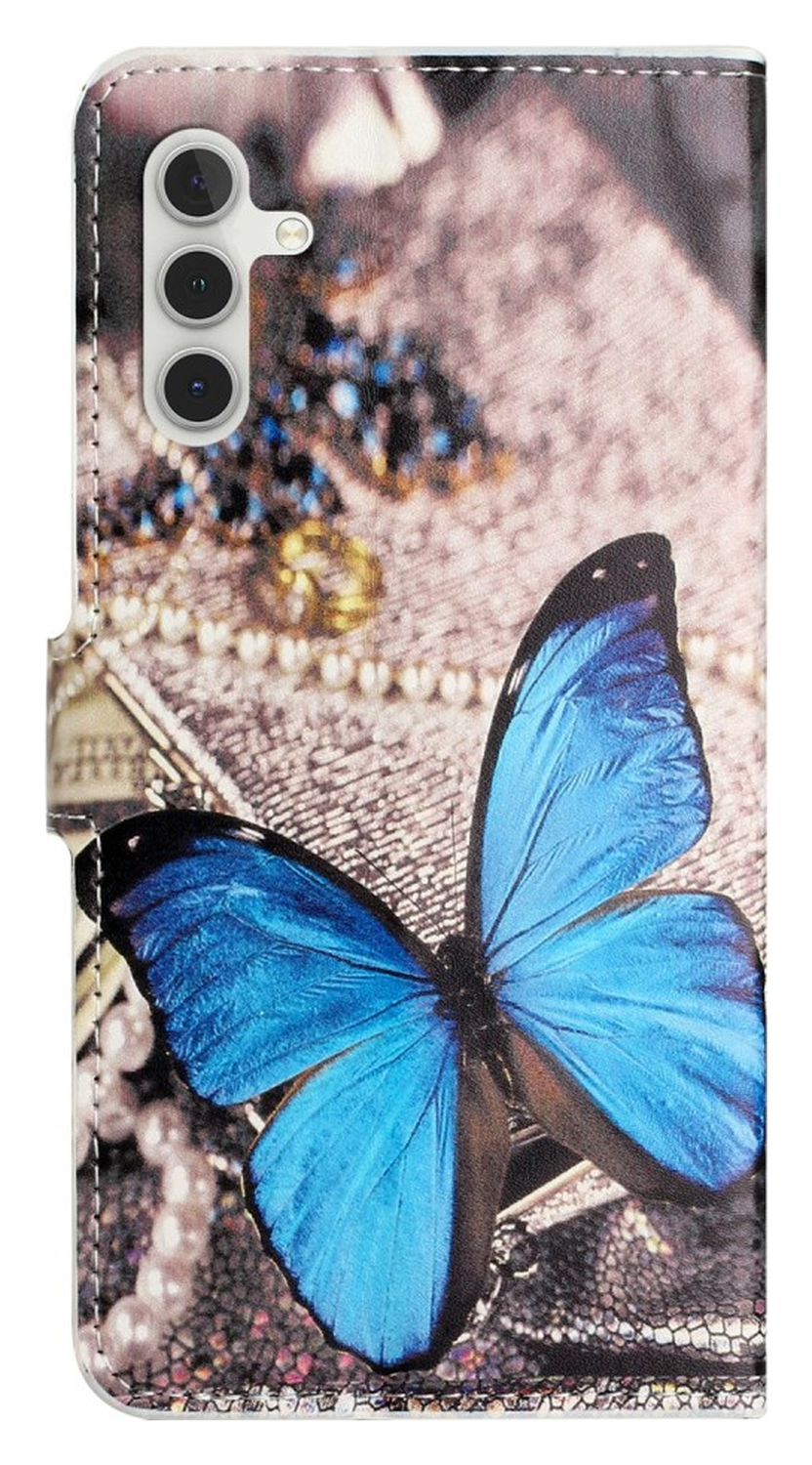 Samsung Galaxy A26 Hoesje Print Book Case met Pasjeshouder Vlinder Blauw afbeelding 5