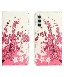 Samsung Galaxy A26 Hoesje Print Book Case met Pasjeshouder Roze Bloemen afbeelding