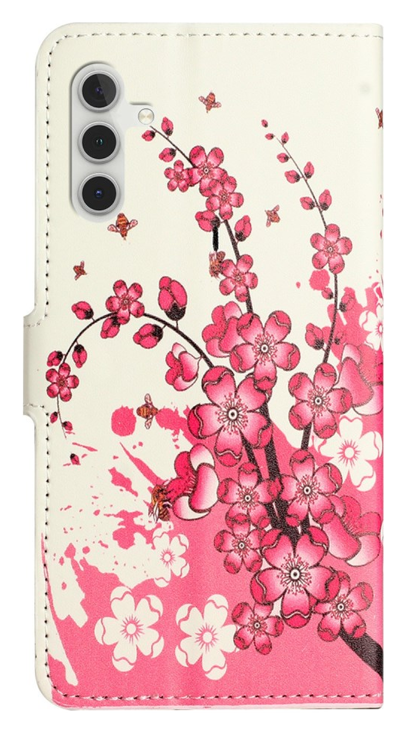 Samsung Galaxy A26 Hoesje Print Book Case met Pasjeshouder Roze Bloemen afbeelding 5