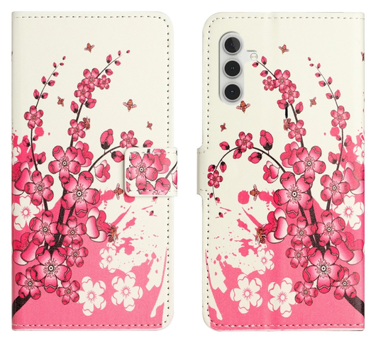 Samsung Galaxy A26 Hoesje Print Book Case met Pasjeshouder Roze Bloemen afbeelding 1