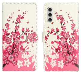 Samsung Galaxy A26 Hoesje Print Book Case met Pasjeshouder Roze Bloemen