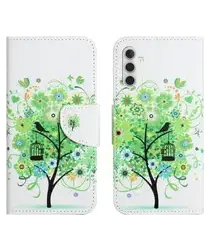 Samsung Galaxy A26 Hoesje Print Book Case met Pasjeshouder Bloemen Boom afbeelding