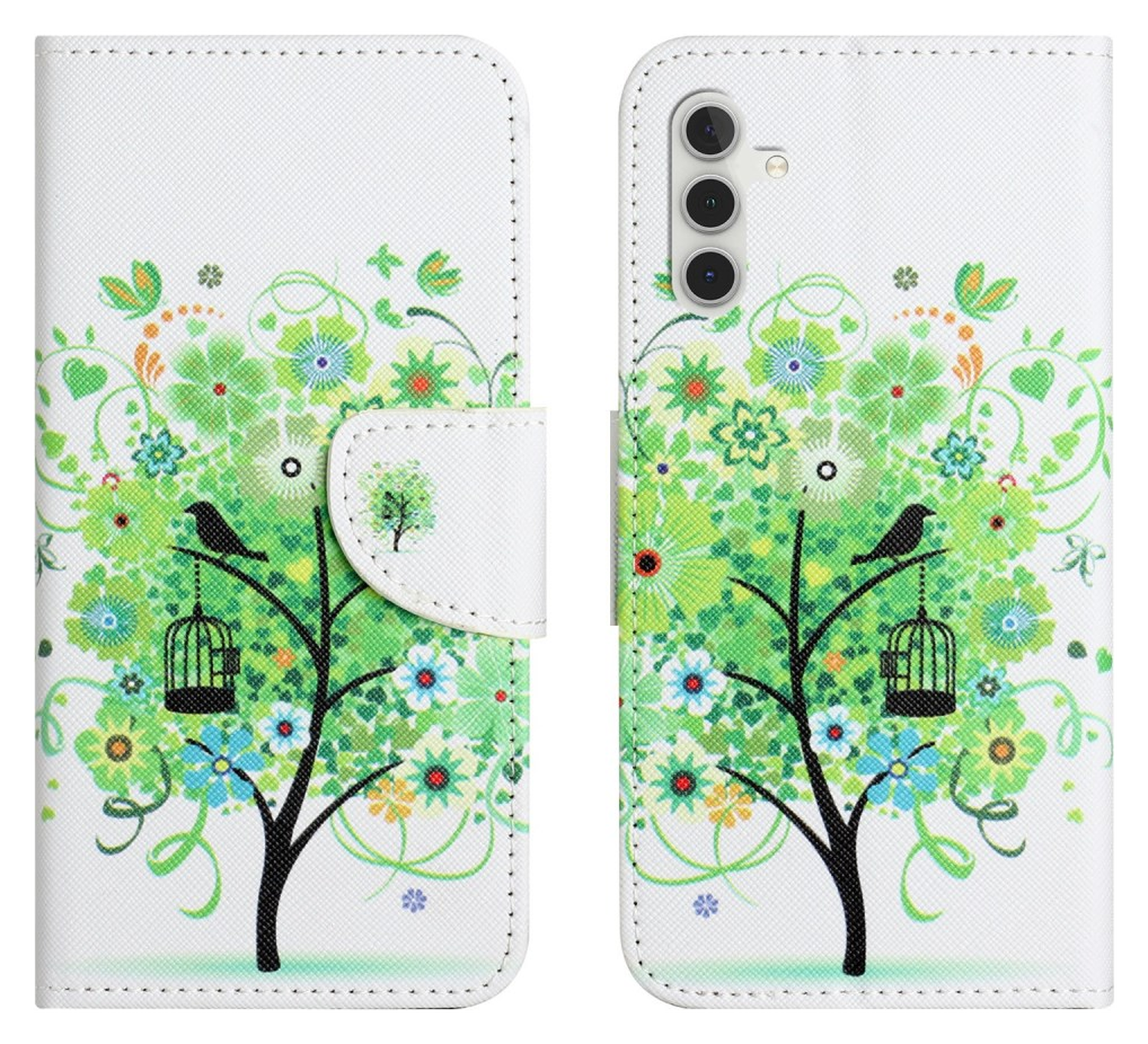 Samsung Galaxy A26 Hoesje Print Book Case met Pasjeshouder Bloemen Boom afbeelding 1