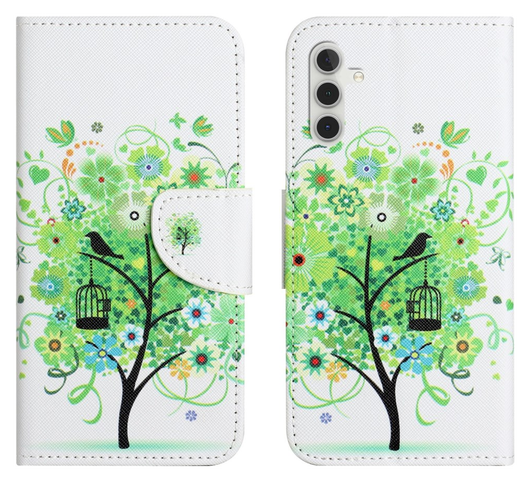 Samsung Galaxy A26 Hoesje Print Book Case met Pasjeshouder Bloemen Boom afbeelding 1
