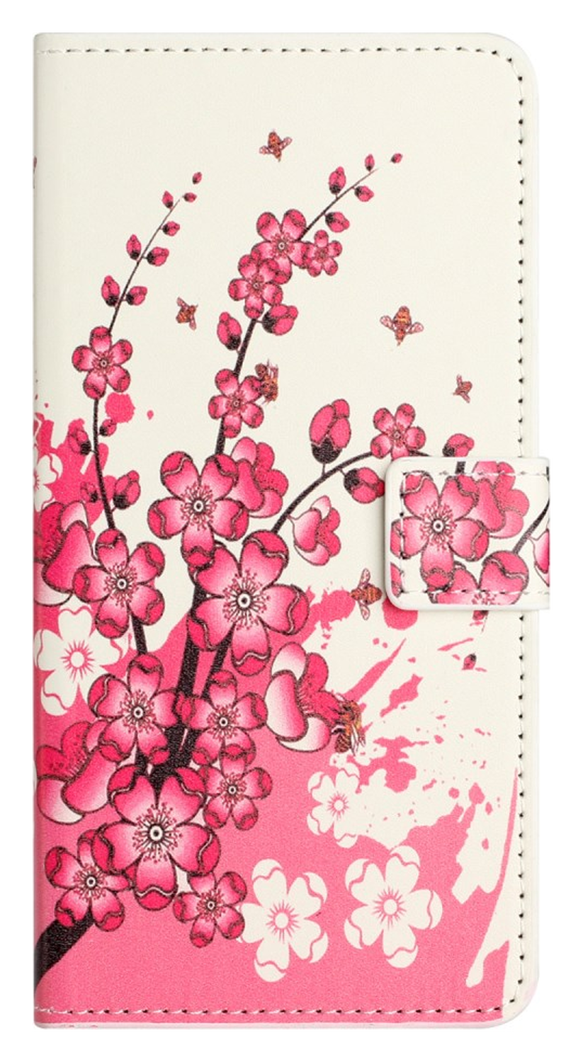 Samsung Galaxy A36 Hoesje Print Book Case met Pasjeshouder Roze Bloemen afbeelding 4