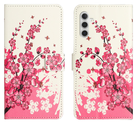 Samsung Galaxy A36 Hoesje Print Book Case met Pasjeshouder Roze Bloemen