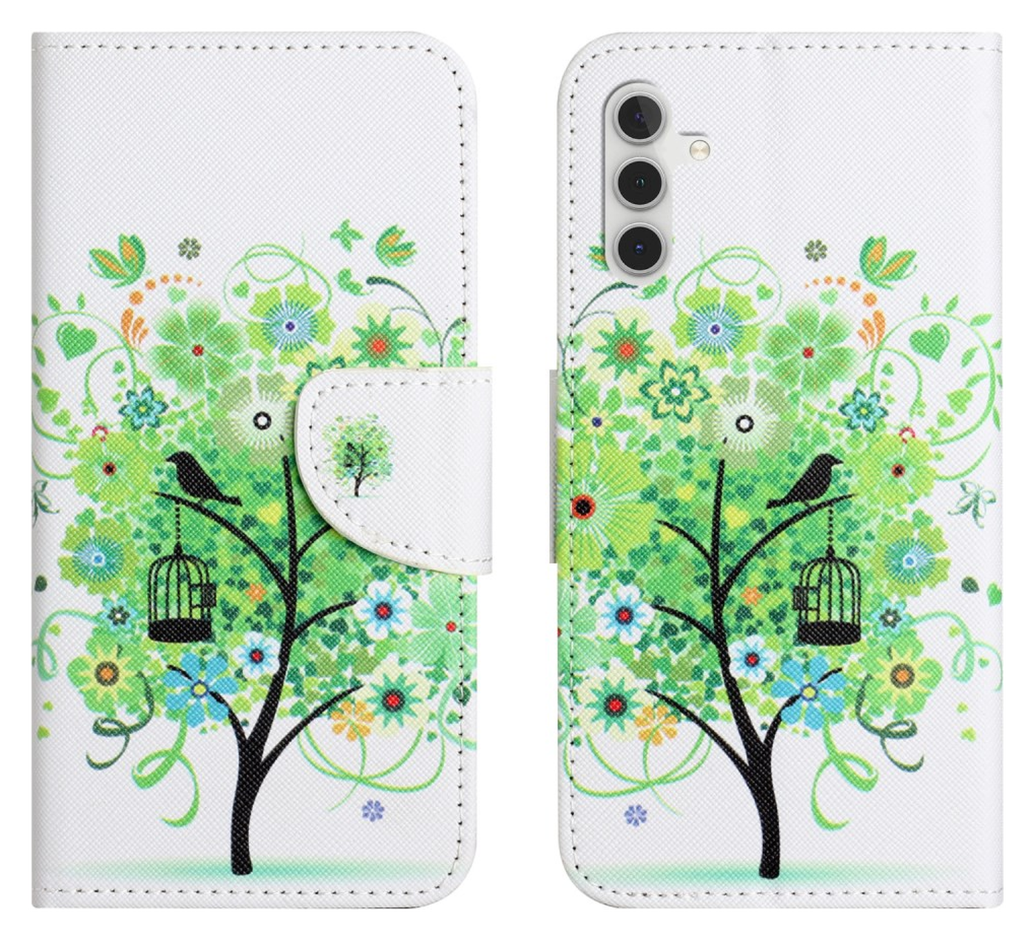 Samsung Galaxy A36 Hoesje Print Book Case met Pasjeshouder Bloemen Boom afbeelding 1