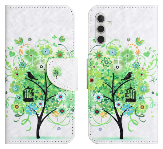 Samsung Galaxy A36 Hoesje Print Book Case met Pasjeshouder Bloemen Boom afbeelding 1