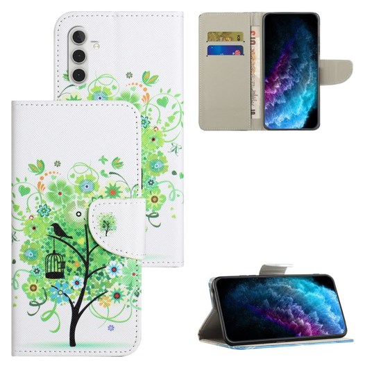 Samsung Galaxy A36 Hoesje Print Book Case met Pasjeshouder Bloemen Boom afbeelding 6