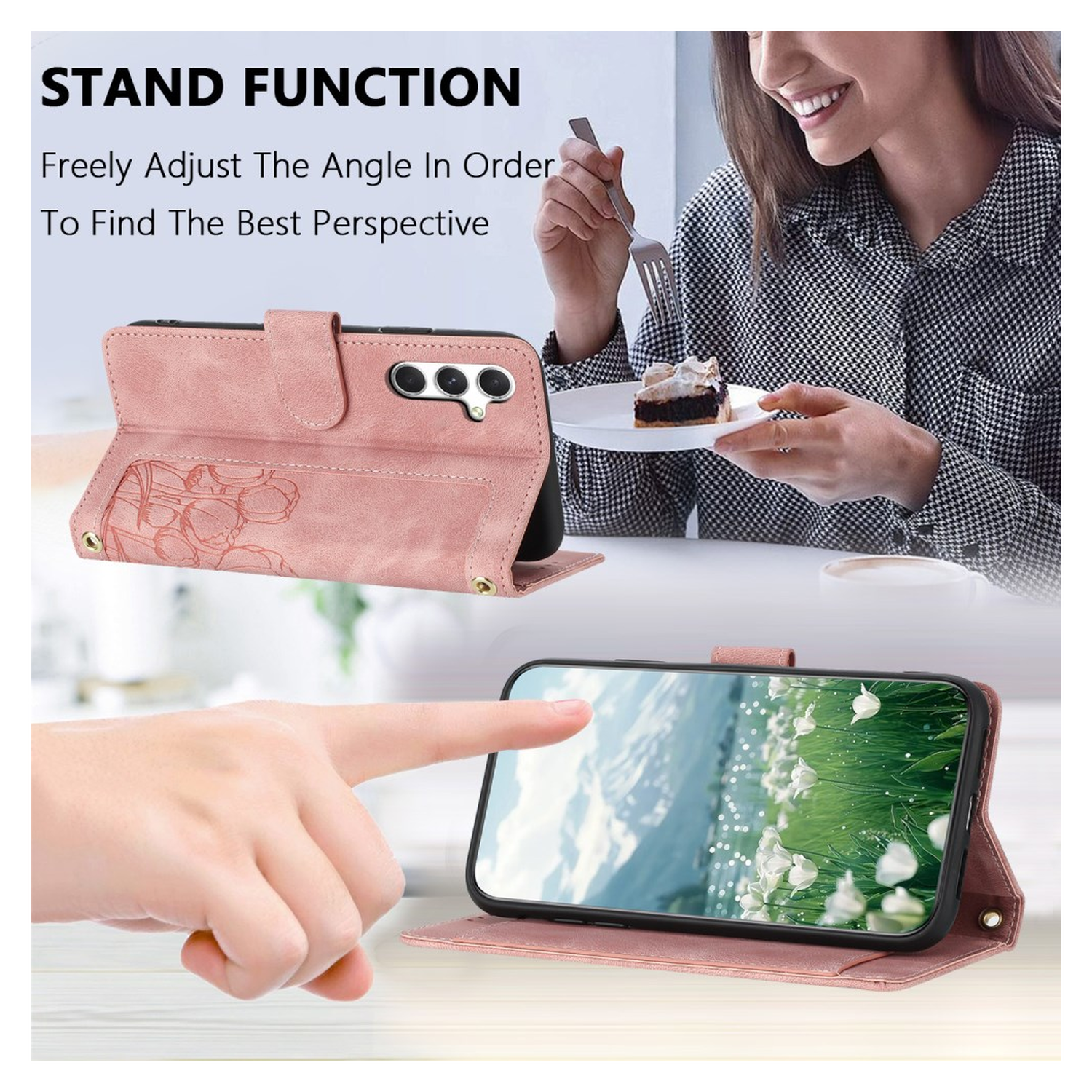 Samsung Galaxy A56 Hoesje Tulpen Book Case met Pasjeshouder Roze afbeelding 4
