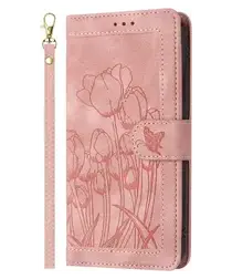 Samsung Galaxy A26 Hoesje Tulpen Book Case met Pasjeshouder Roze afbeelding