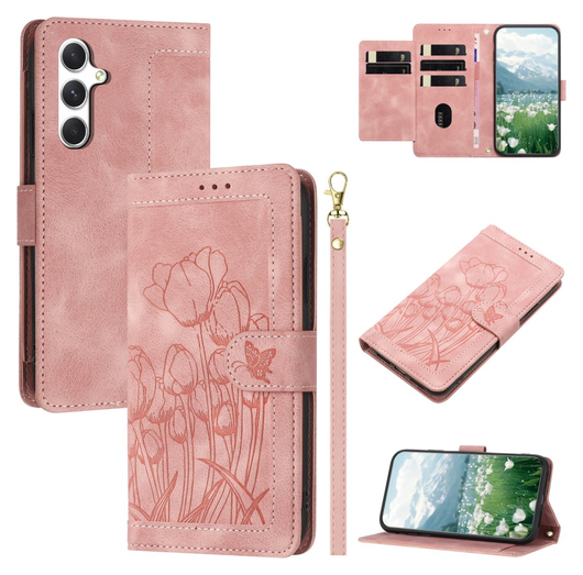 Samsung Galaxy A26 Hoesje Tulpen Book Case met Pasjeshouder Roze afbeelding 2