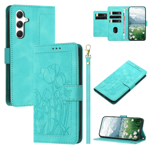 Samsung Galaxy A26 Hoesje Tulpen Book Case met Pasjeshouder Groen afbeelding 2