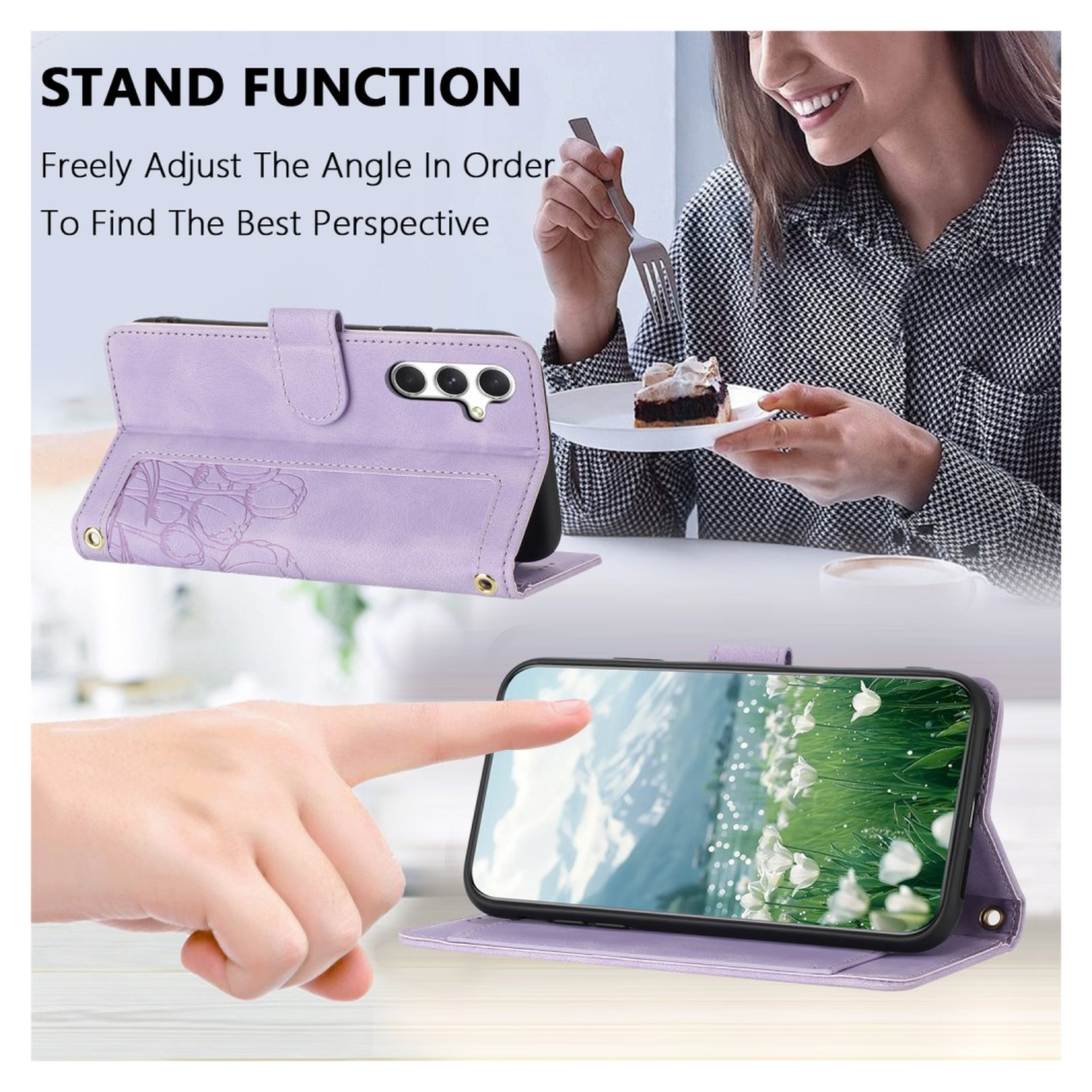 Samsung Galaxy A26 Hoesje Tulpen Book Case met Pasjeshouder Paars afbeelding 4