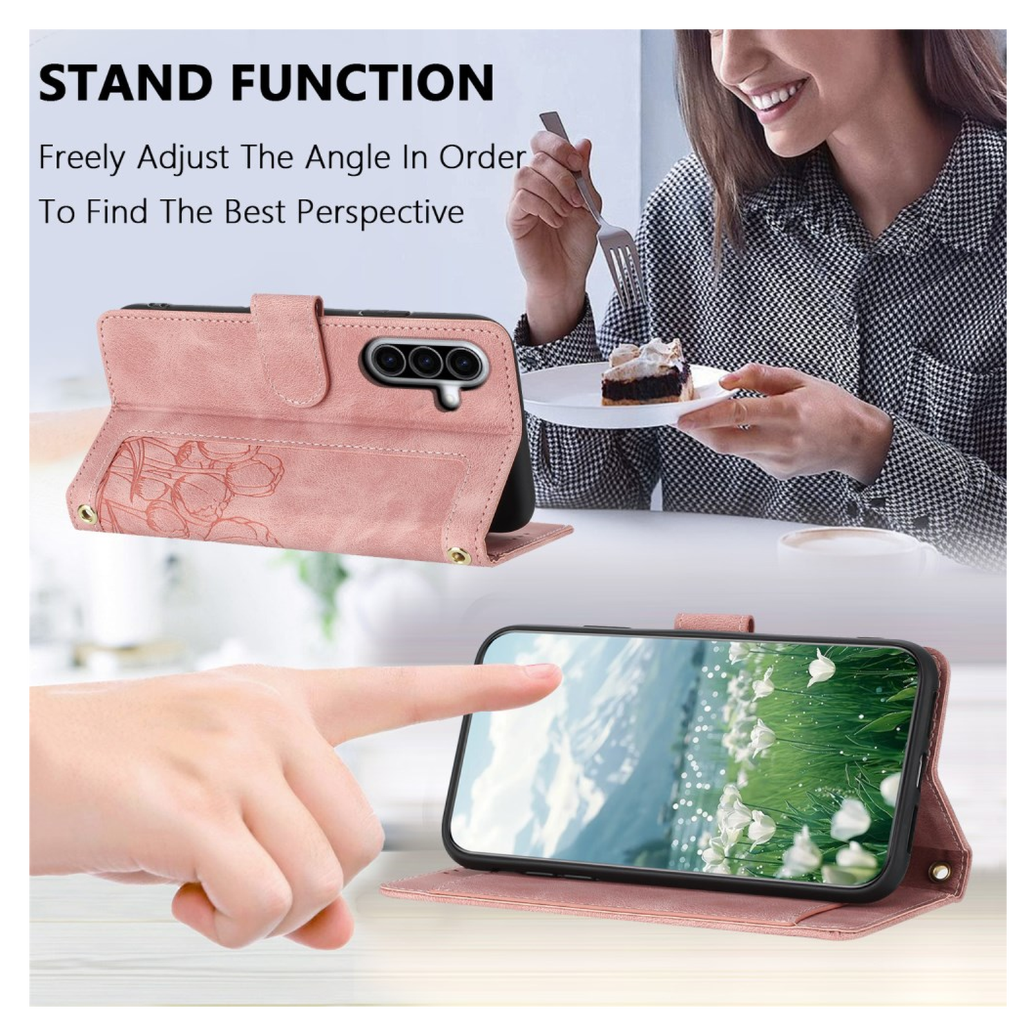 Samsung Galaxy A36 Hoesje Tulpen Book Case met Pasjeshouder Roze afbeelding 10