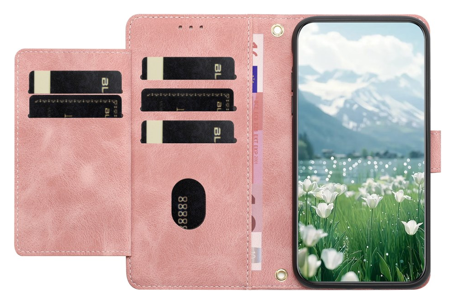 Samsung Galaxy A36 Hoesje Tulpen Book Case met Pasjeshouder Roze afbeelding 2