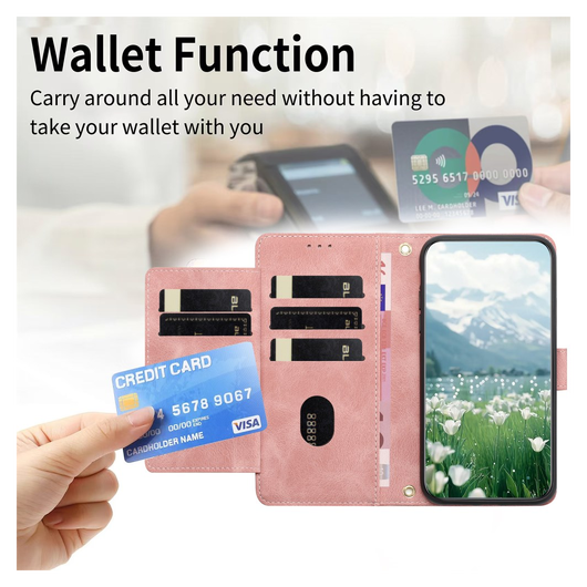 Samsung Galaxy A36 Hoesje Tulpen Book Case met Pasjeshouder Roze afbeelding 3