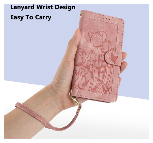 Samsung Galaxy A36 Hoesje Tulpen Book Case met Pasjeshouder Roze afbeelding 6