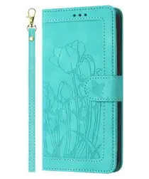 Samsung Galaxy A36 Hoesje Tulpen Book Case met Pasjeshouder Groen afbeelding
