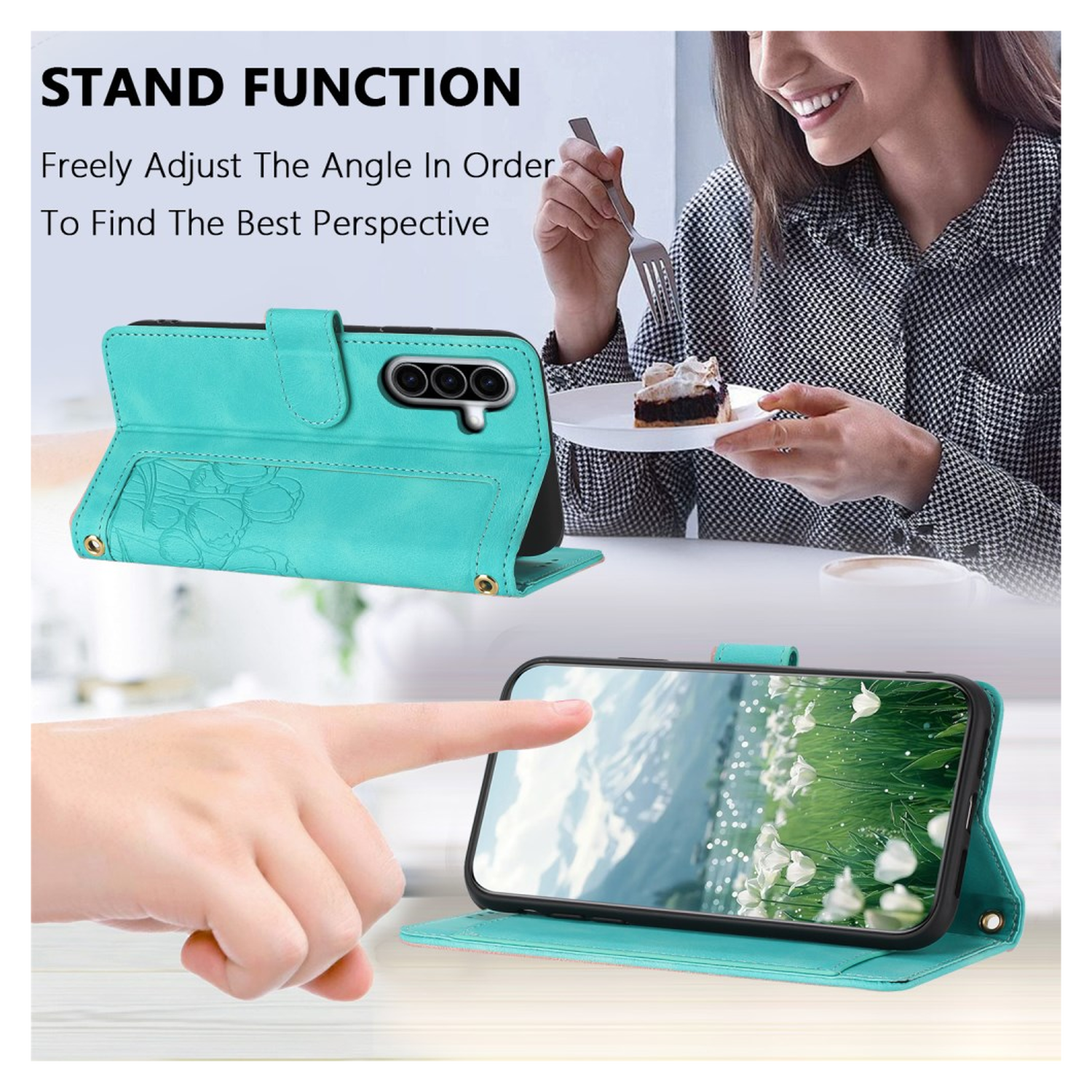 Samsung Galaxy A36 Hoesje Tulpen Book Case met Pasjeshouder Groen afbeelding 10
