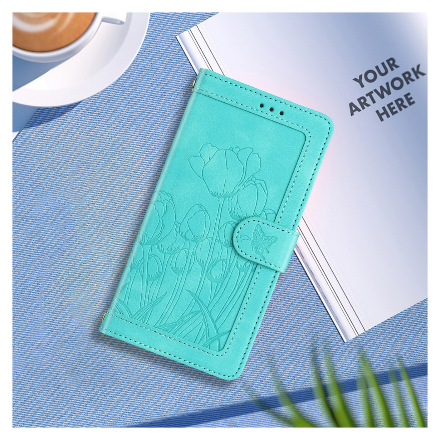 Samsung Galaxy A36 Hoesje Tulpen Book Case met Pasjeshouder Groen afbeelding 12