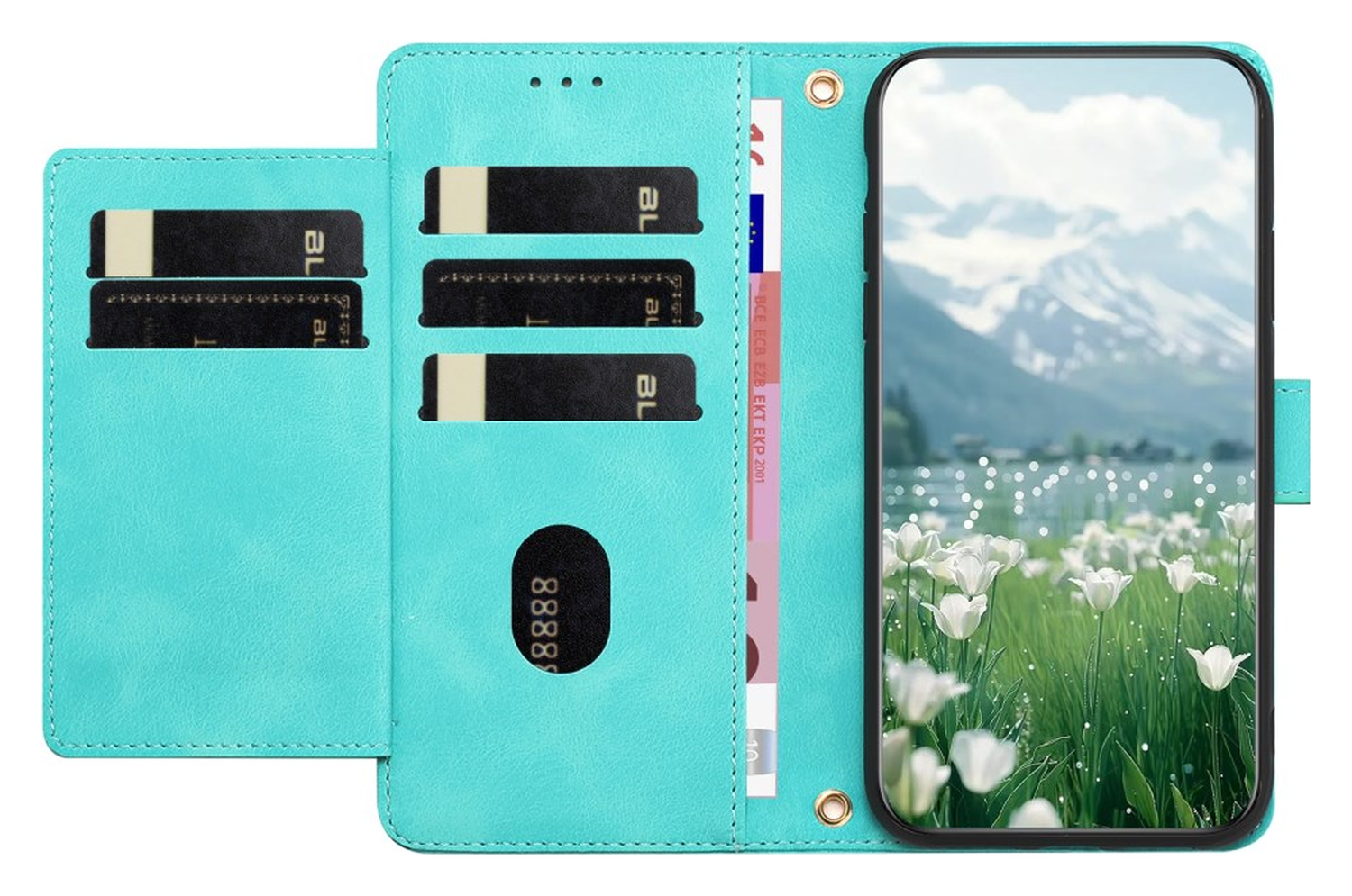 Samsung Galaxy A36 Hoesje Tulpen Book Case met Pasjeshouder Groen afbeelding 2