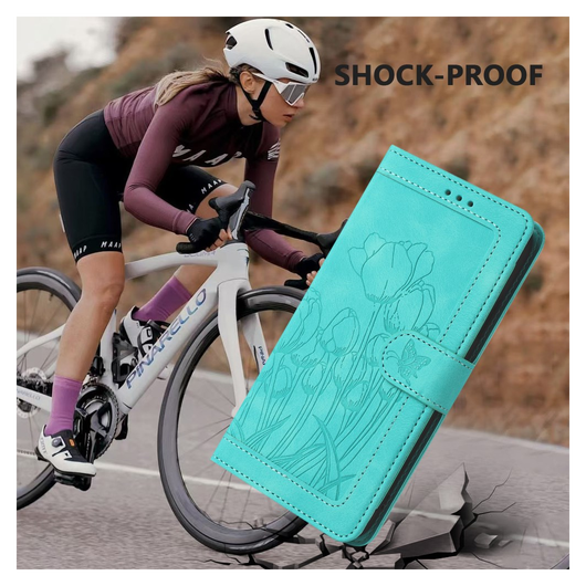 Samsung Galaxy A36 Hoesje Tulpen Book Case met Pasjeshouder Groen afbeelding 5