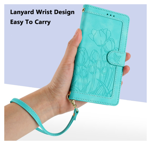 Samsung Galaxy A36 Hoesje Tulpen Book Case met Pasjeshouder Groen afbeelding 6