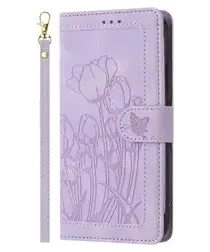 Samsung Galaxy A36 Hoesje Tulpen Book Case met Pasjeshouder Paars afbeelding