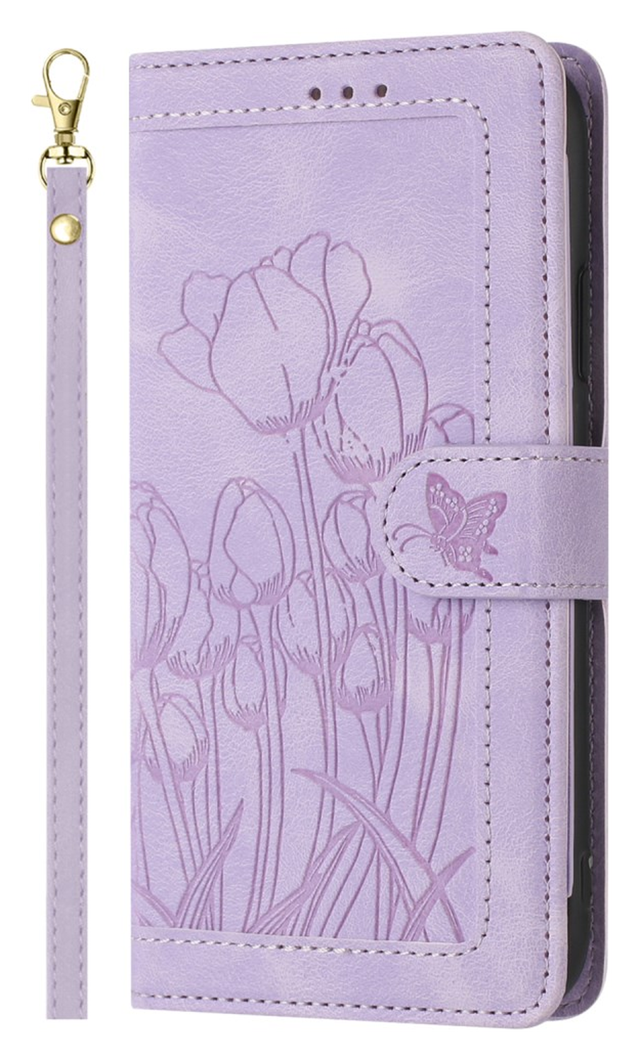 Samsung Galaxy A36 Hoesje Tulpen Book Case met Pasjeshouder Paars afbeelding 1