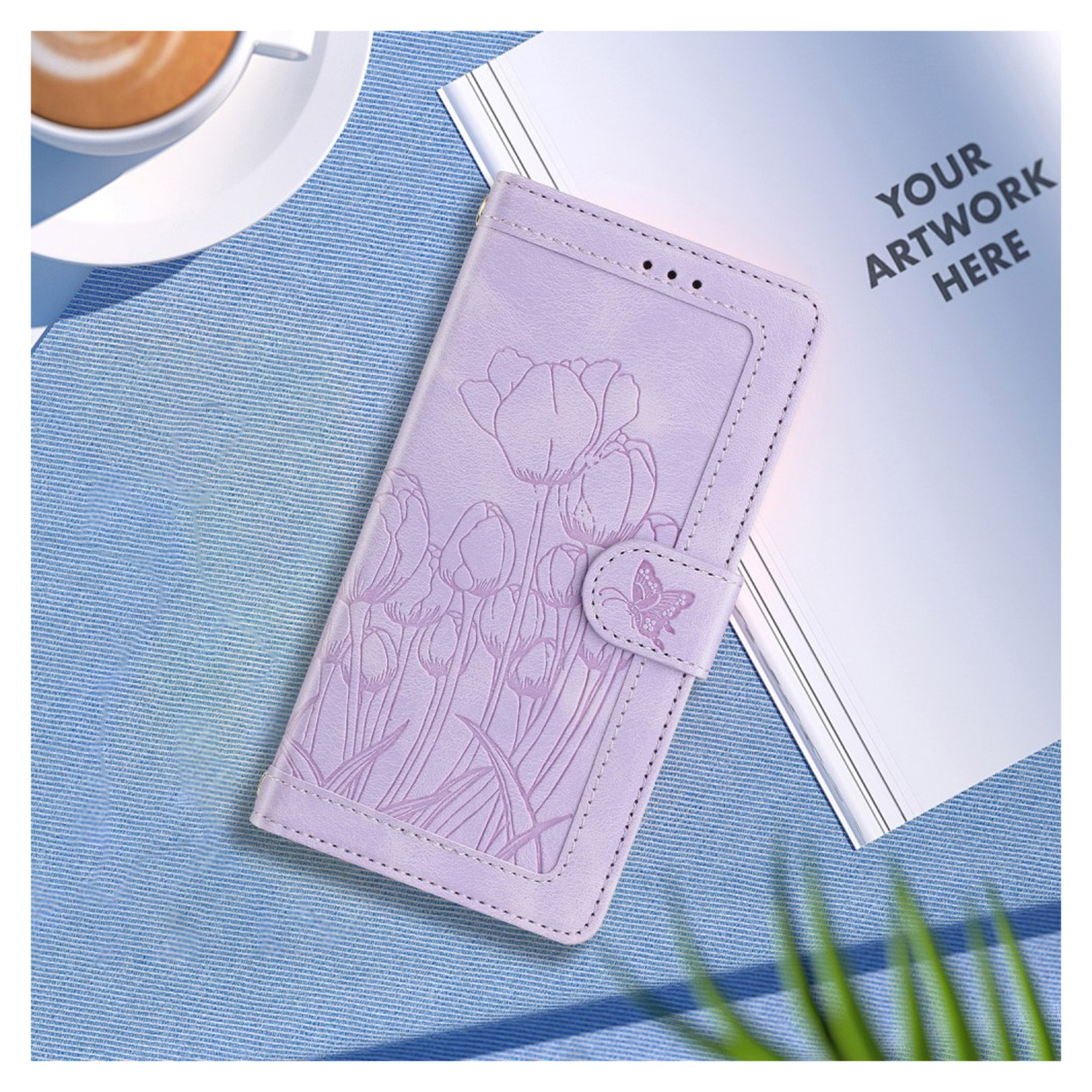 Samsung Galaxy A36 Hoesje Tulpen Book Case met Pasjeshouder Paars afbeelding 11