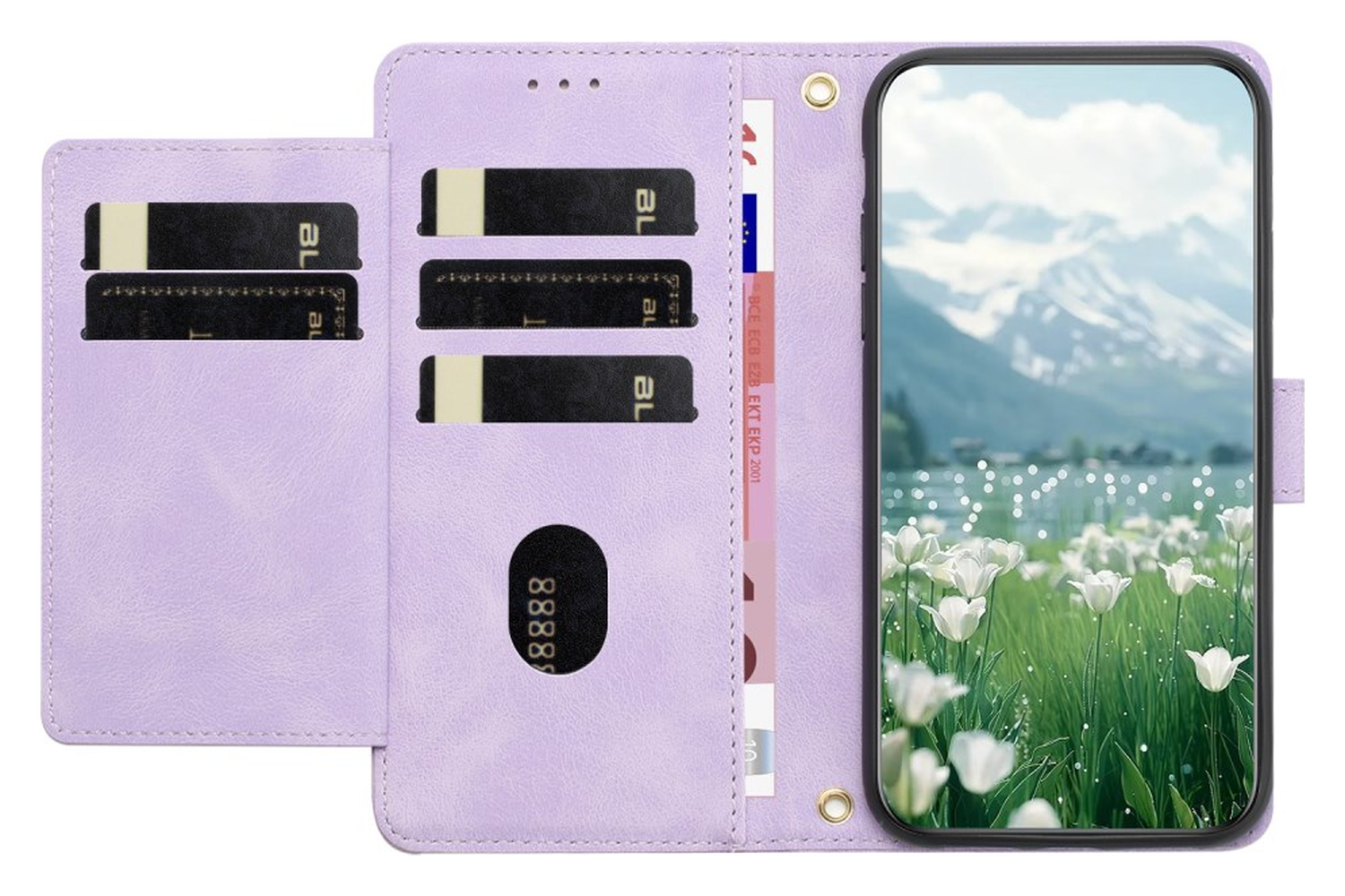 Samsung Galaxy A36 Hoesje Tulpen Book Case met Pasjeshouder Paars afbeelding 2