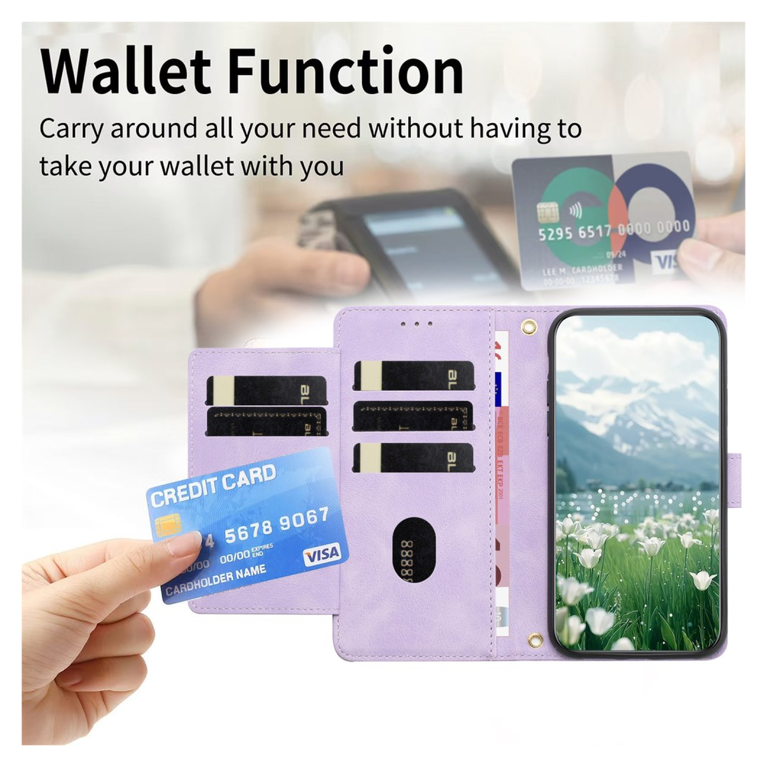 Samsung Galaxy A36 Hoesje Tulpen Book Case met Pasjeshouder Paars afbeelding 4