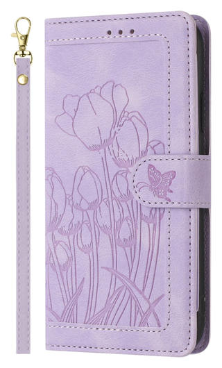 Samsung Galaxy A36 Hoesje Tulpen Book Case met Pasjeshouder Paars afbeelding 1