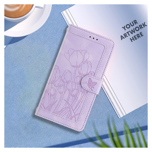 Samsung Galaxy A36 Hoesje Tulpen Book Case met Pasjeshouder Paars afbeelding 11