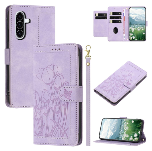 Samsung Galaxy A36 Hoesje Tulpen Book Case met Pasjeshouder Paars afbeelding 12