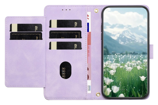 Samsung Galaxy A36 Hoesje Tulpen Book Case met Pasjeshouder Paars afbeelding 2