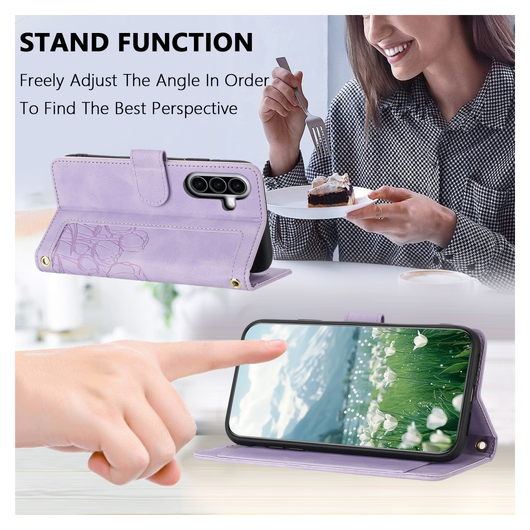 Samsung Galaxy A36 Hoesje Tulpen Book Case met Pasjeshouder Paars afbeelding 5