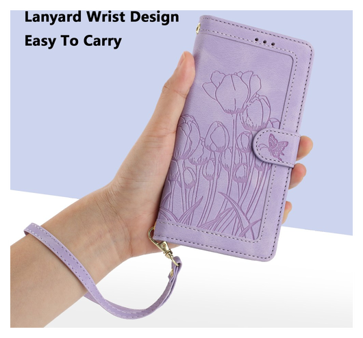 Samsung Galaxy A36 Hoesje Tulpen Book Case met Pasjeshouder Paars afbeelding 7
