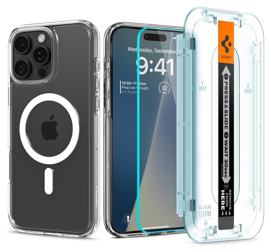 Spigen Ultra Hybrid MagFit Pack iPhone 16 Pro Max Hoesje + Tempered Glass afbeelding 1