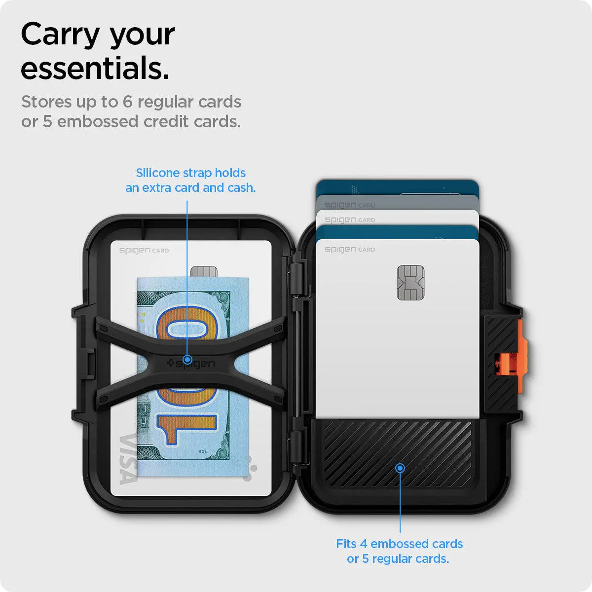 Spigen Lock Fit MagFit MagSafe Portemonee en Kaarthouder voor Pasjes Zwart afbeelding 4