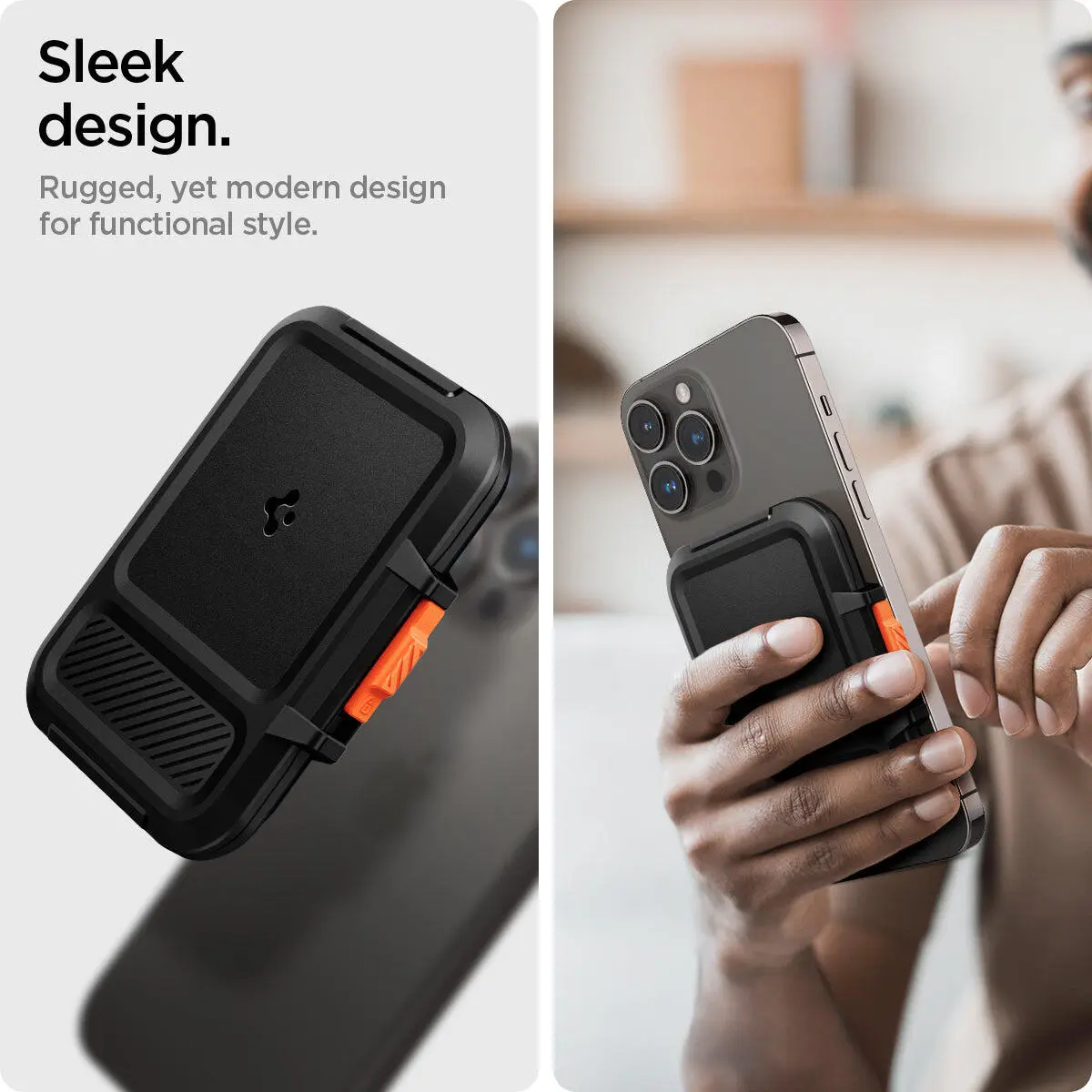 Spigen Lock Fit MagFit MagSafe Portemonee en Kaarthouder voor Pasjes Zwart afbeelding 8