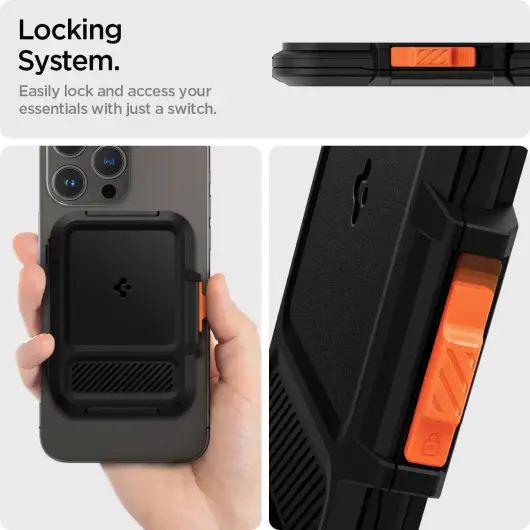 Spigen Lock Fit MagFit MagSafe Portemonee en Kaarthouder voor Pasjes Zwart afbeelding 5